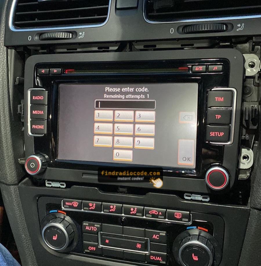 VW RCD510 asking for radio code